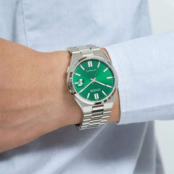 CITIZEN Mechanical Movement Stainless Steel Strap Watch Men's Watch Green Dial-3