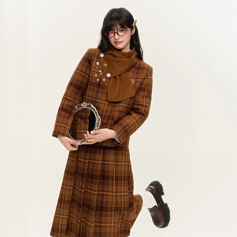 NTOT Velvet-feel Coat Women's Brown-9