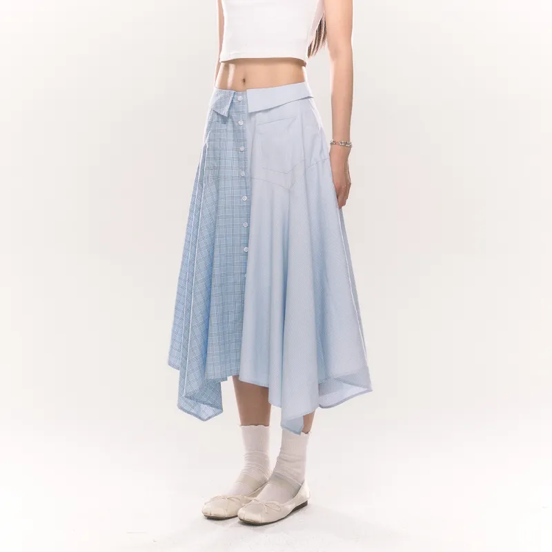 Umoumo Casual Long Skirts Women's Light Blue-4