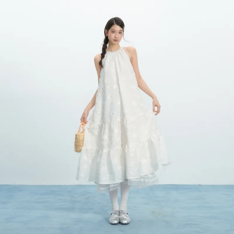 Umoumo Sleeveless Dresses Women's White-7