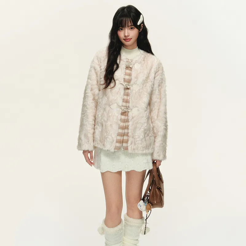 NTOT Velvet feel Coat Women's Dyed Tip White-2
