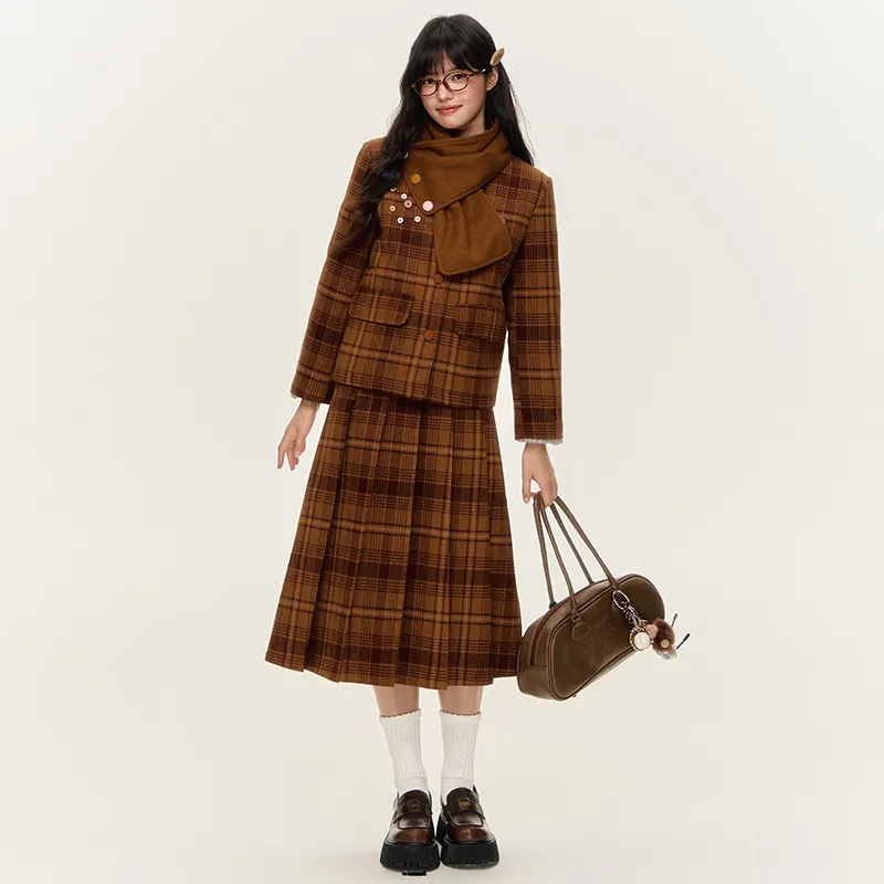 NTOT Casual Long Skirt Women's Brown-7