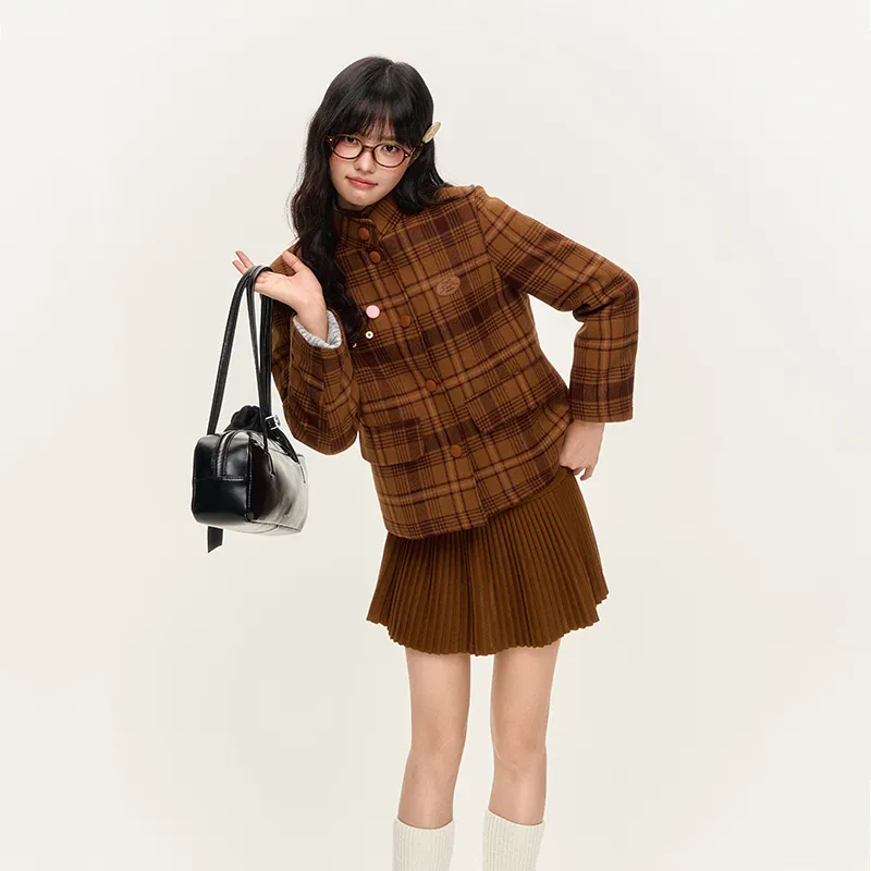 NTOT Velvet-feel Coat Women's Brown-12