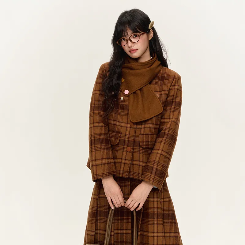 NTOT Velvet-feel Coat Women's Brown-10