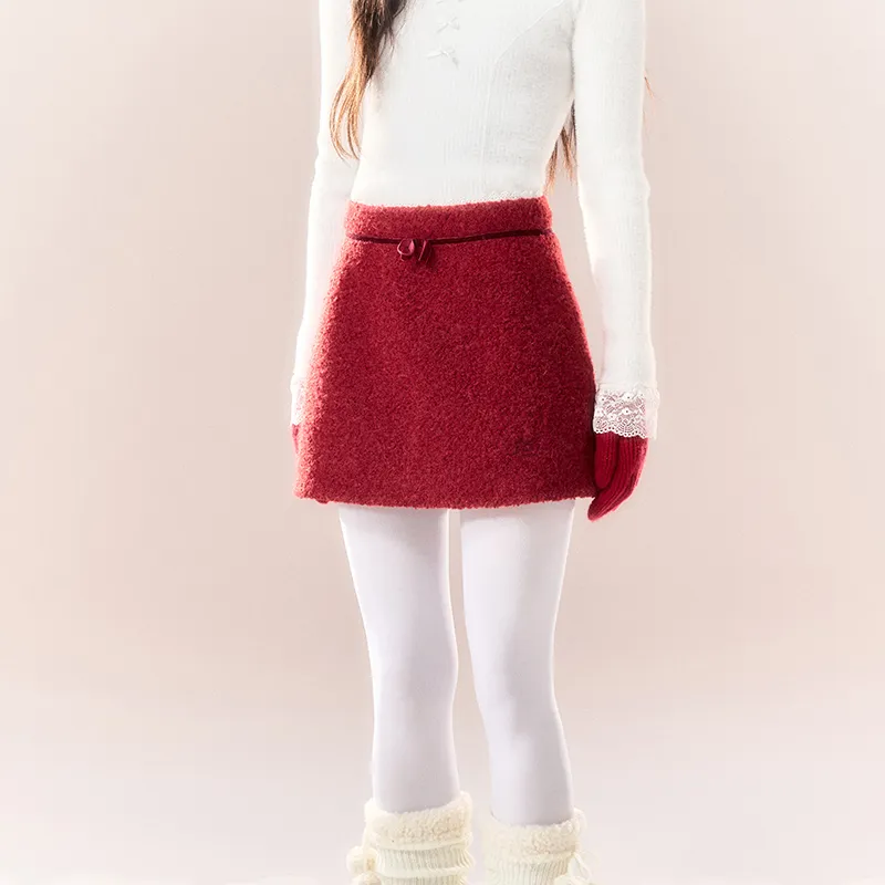 NTOT Casual Short Skirts Women's Red-4