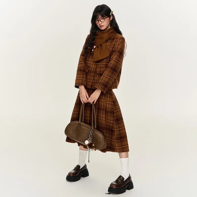 NTOT Casual Long Skirt Women's Brown-2