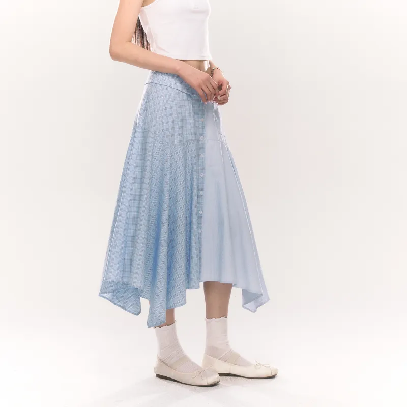 Umoumo Casual Long Skirts Women's Light Blue-3