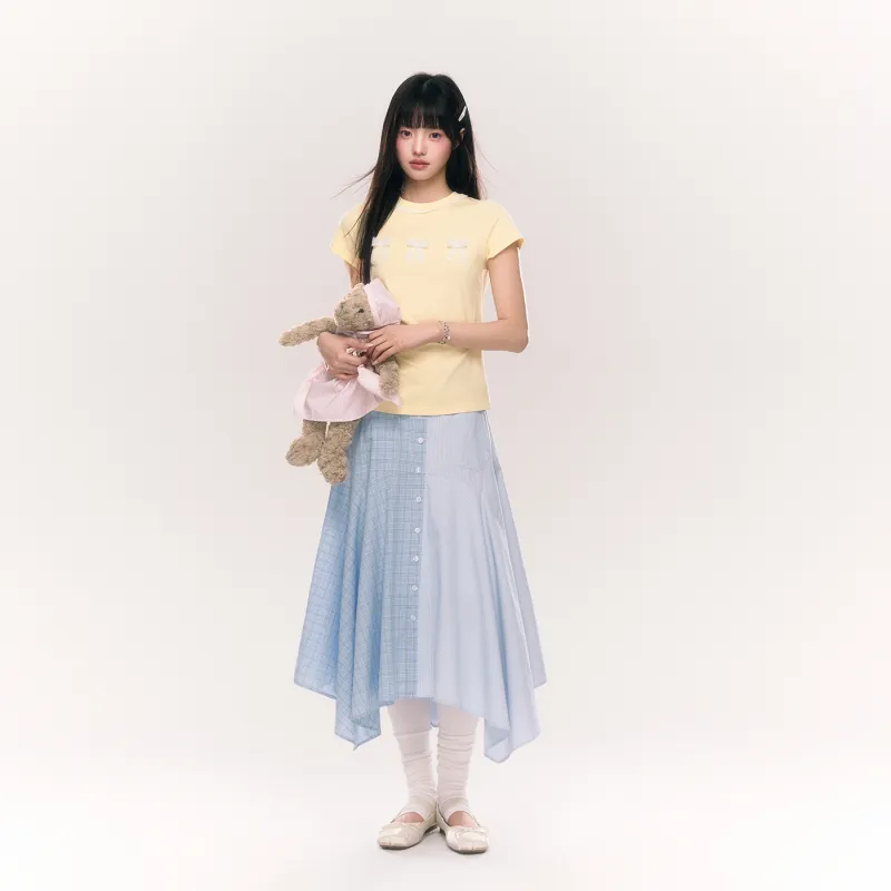 Umoumo Casual Long Skirts Women's Light Blue-6
