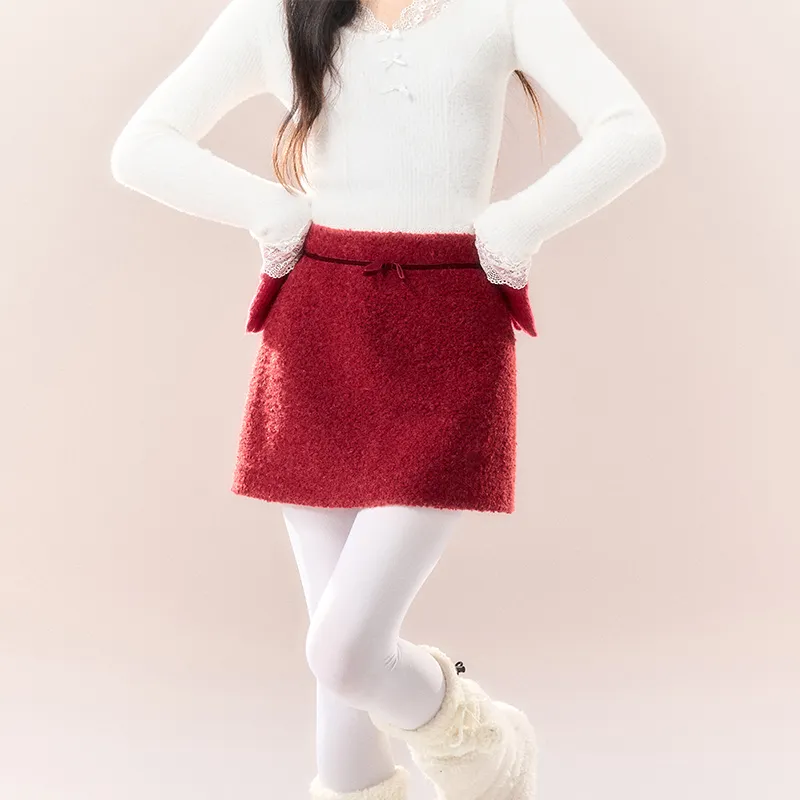 NTOT Casual Short Skirts Women's Red-2