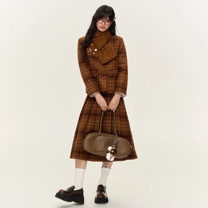 NTOT Casual Long Skirt Women's Brown-8