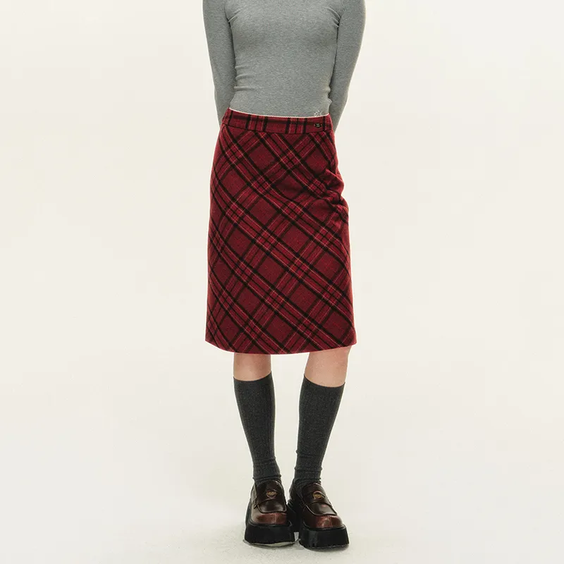 NTOT Casual Long Skirts Women's Red-3
