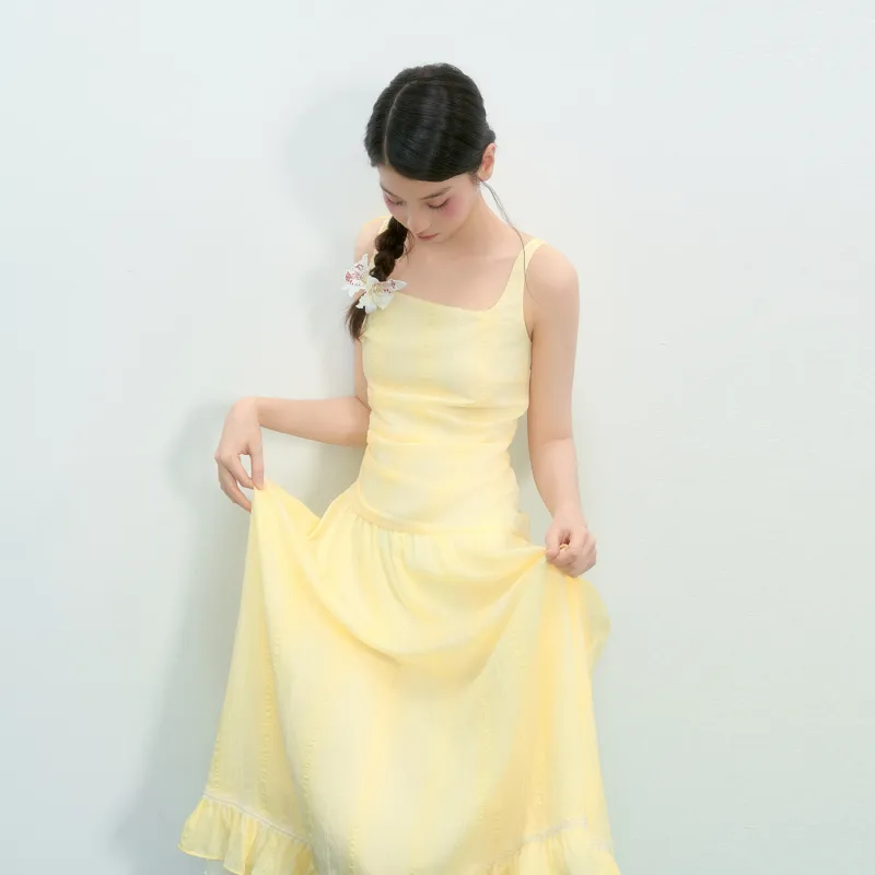 Umoumo Slip Dresses Women's Yellow-4