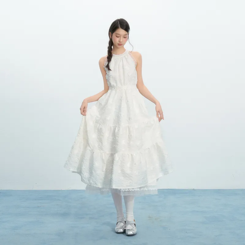 Umoumo Sleeveless Dresses Women's White-3