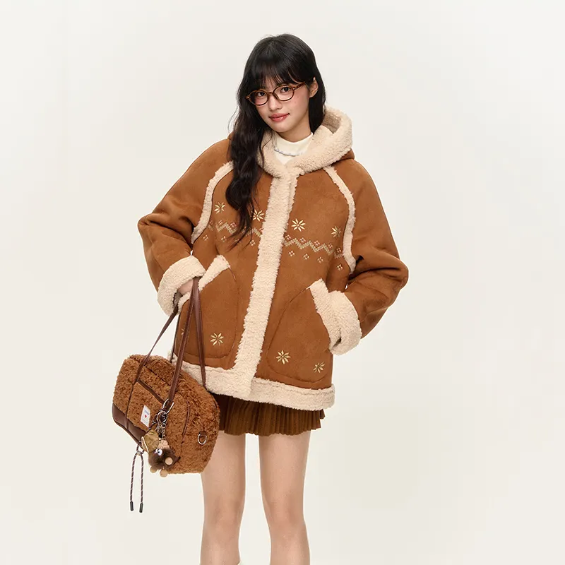 NTOT Velvet-feel Coat Women's Brown-6