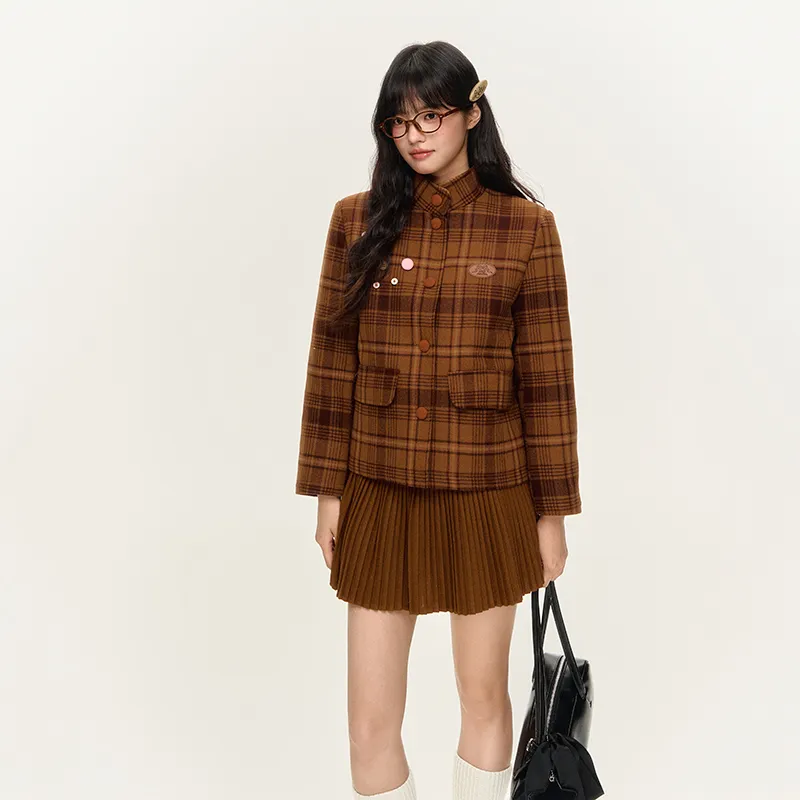 NTOT Velvet-feel Coat Women's Brown-11