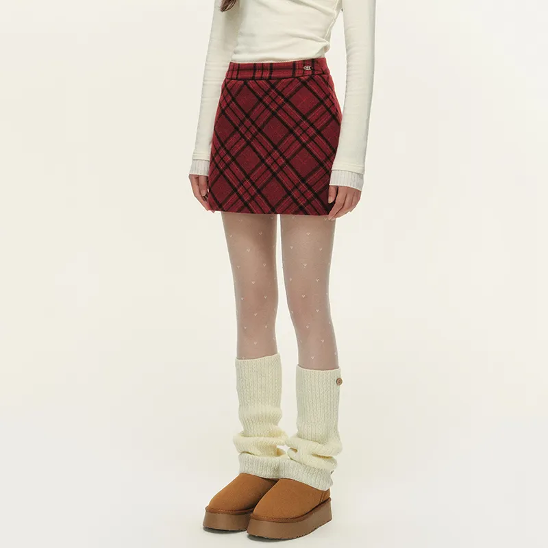 NTOT Casual Short Skirts Women's Red-4