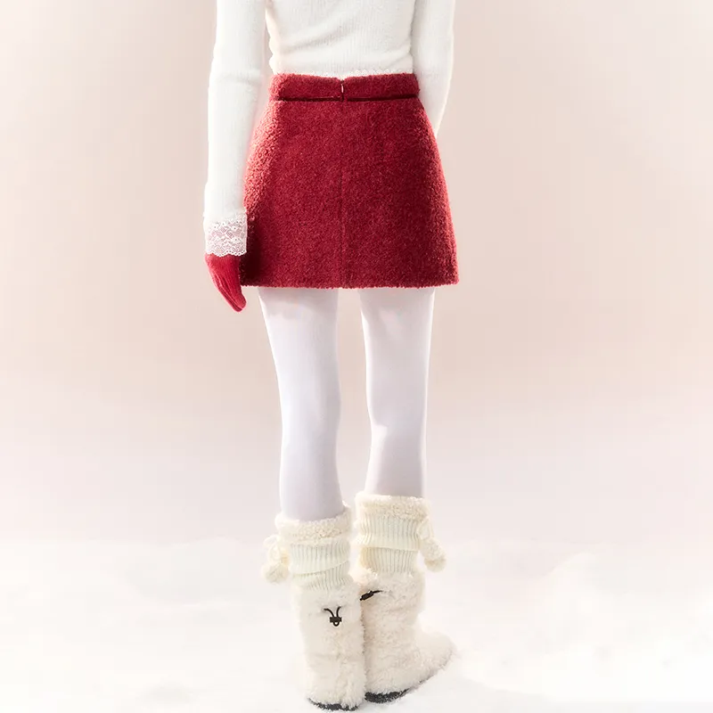 NTOT Casual Short Skirts Women's Red-6