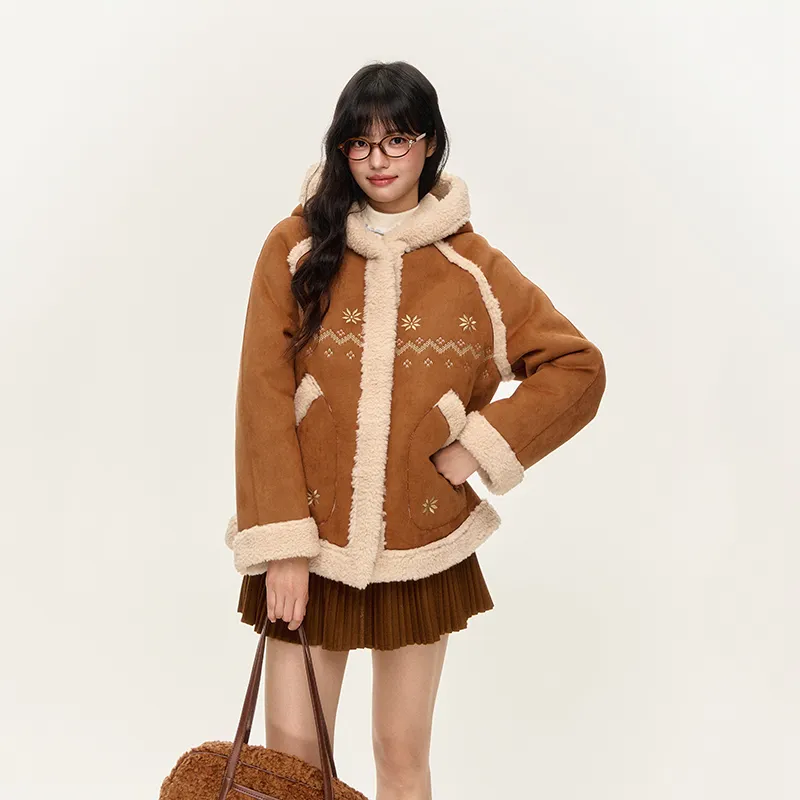 NTOT Velvet-feel Coat Women's Brown-7