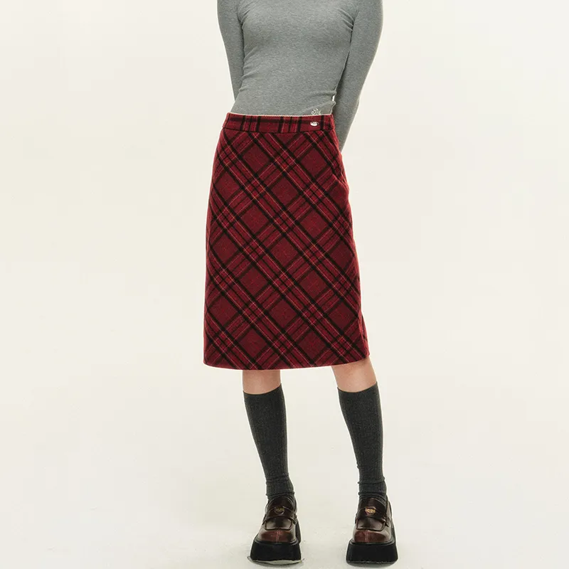 NTOT Casual Long Skirts Women's Red-4