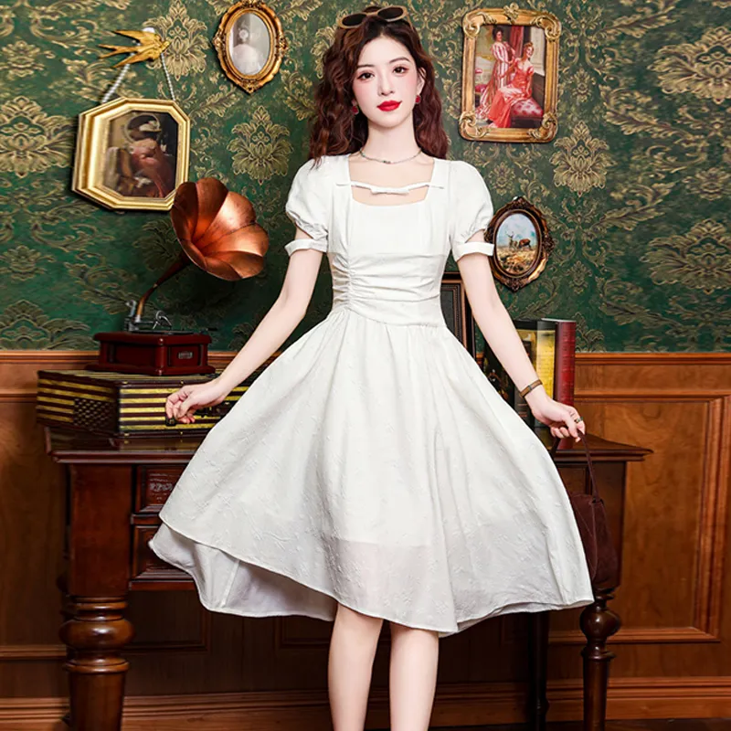 TWOPLUMGIRLS Short Sleeved Dress Women's White-2