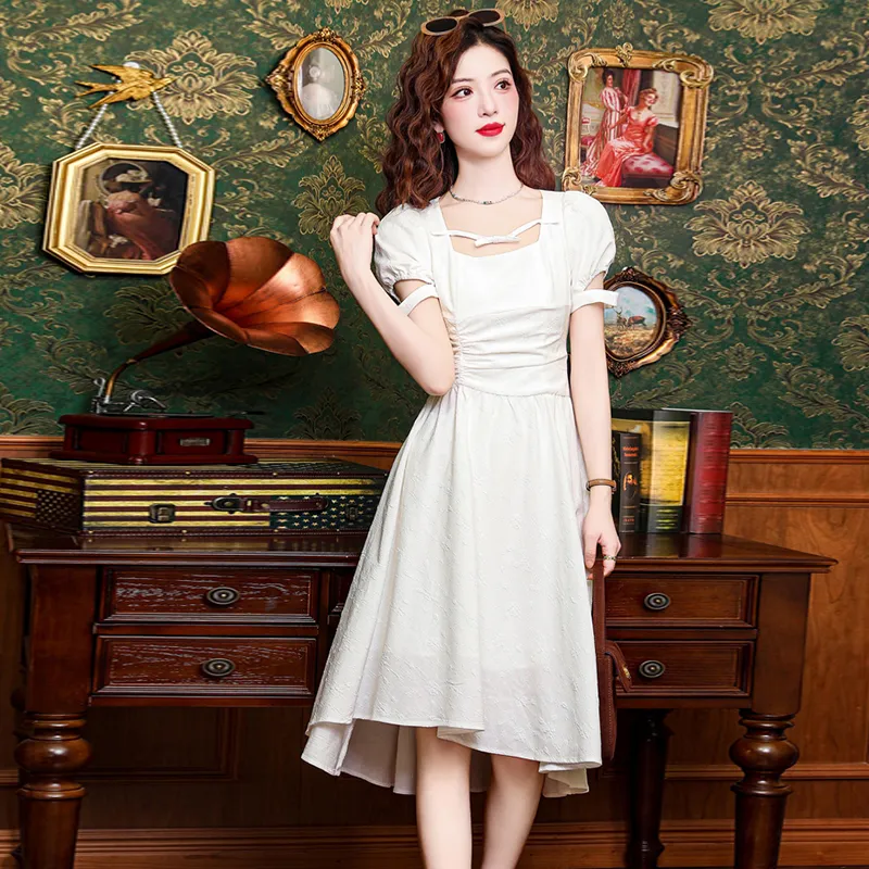 TWOPLUMGIRLS Short Sleeved Dress Women's White-4