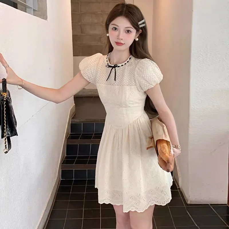 TWOPLUMGIRLS Short Sleeved Dress Women's Apricot-3