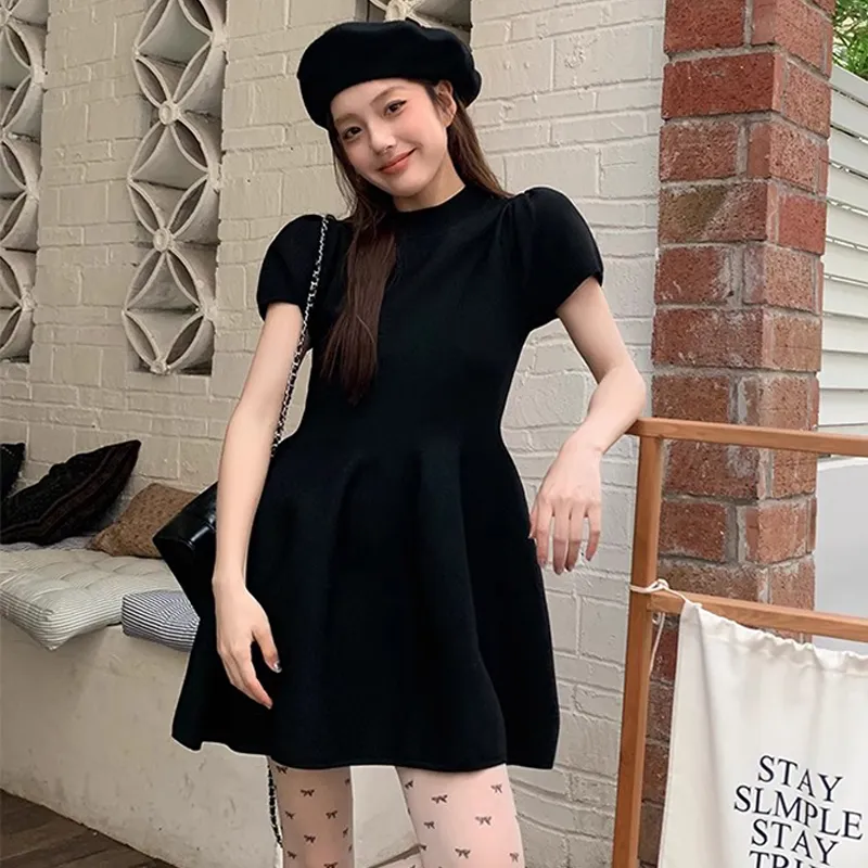 TWOPLUMGIRLS Short Sleeved Dress Women's Black-2