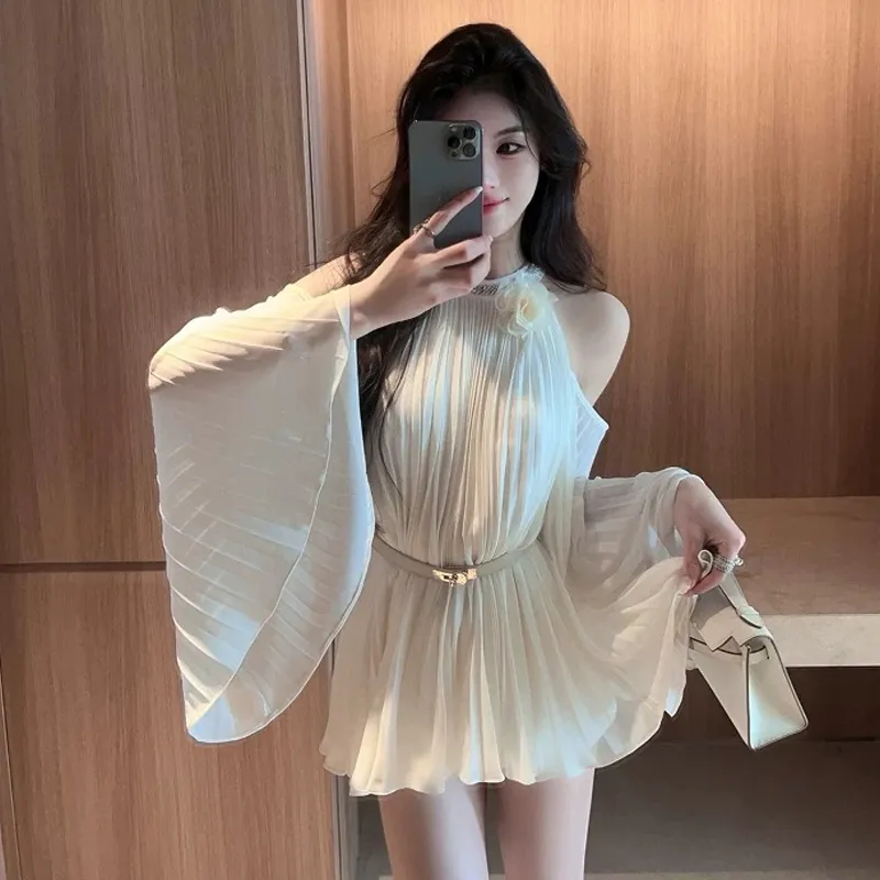 TWOPLUMGIRLS Long Sleeved Dress Women's Milk White-3