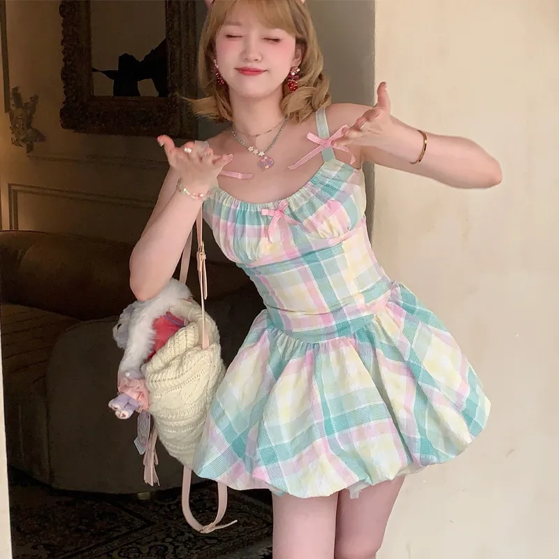 TWOPLUMGIRLS Sleeveless Dress Women's Multicolor Plaid-6