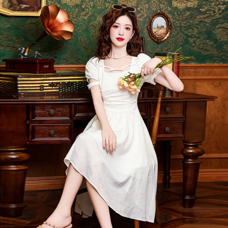 TWOPLUMGIRLS Short Sleeved Dress Women's White-5