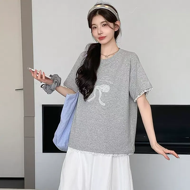 TWOPLUMGIRLS T Shirts Women's Gray Shopping Bag Included-2