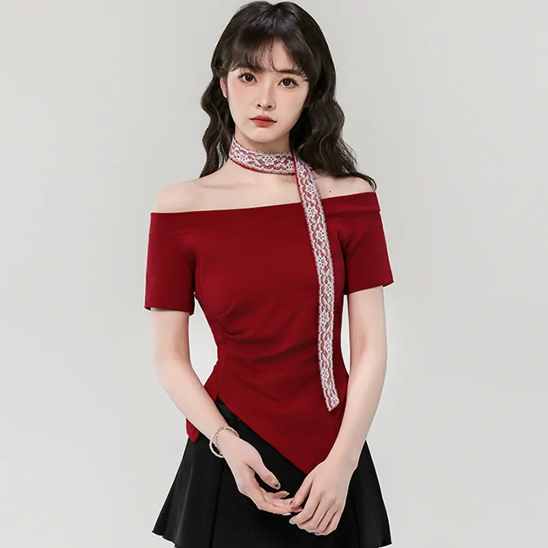 TWOPLUMGIRLS Regular T Shirt Women's Tomato Red-4