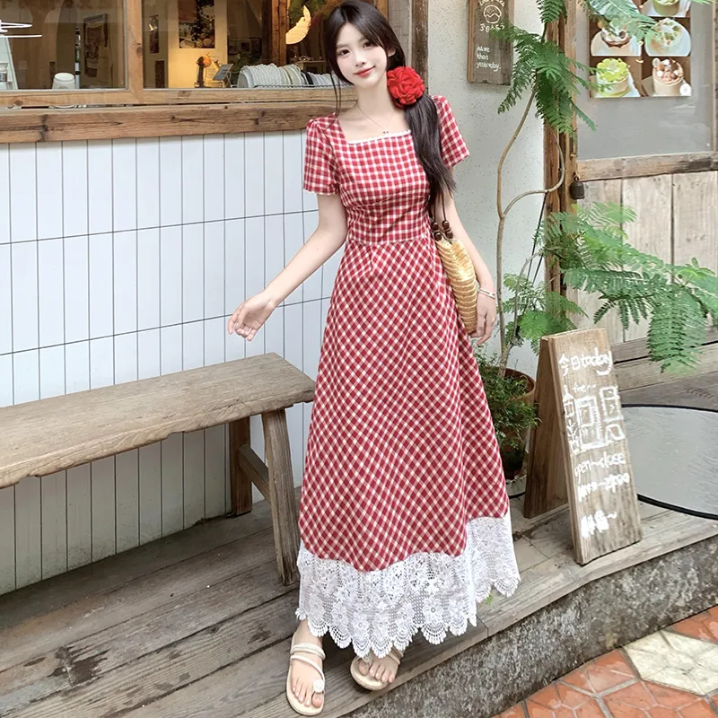 TWOPLUMGIRLS Short Sleeved Dress Women's Red-5