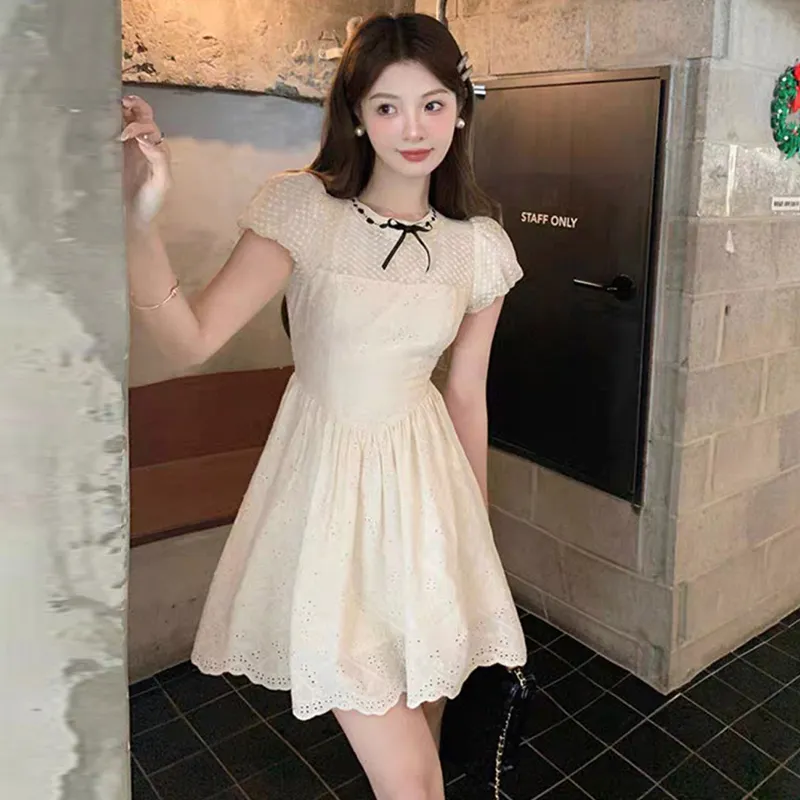 TWOPLUMGIRLS Short Sleeved Dress Women's Apricot-4