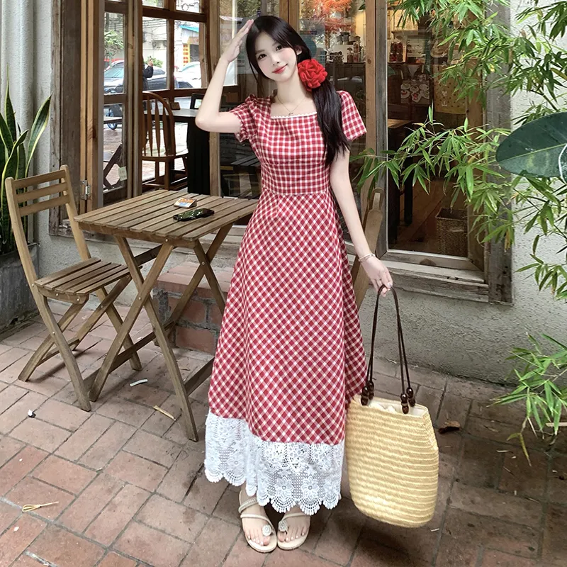 TWOPLUMGIRLS Short Sleeved Dress Women's Red-3