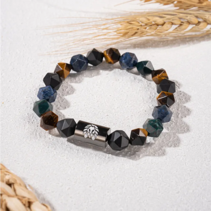 Rastaclat Tiger's Eye Stone Small Lion Chinese Style Jade Bracelet Unisex-1