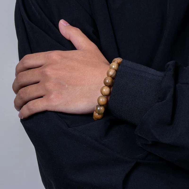 Rastaclat Green Sandalwood Small Lion Chinese Style Wooden Bracelet Unisex-1