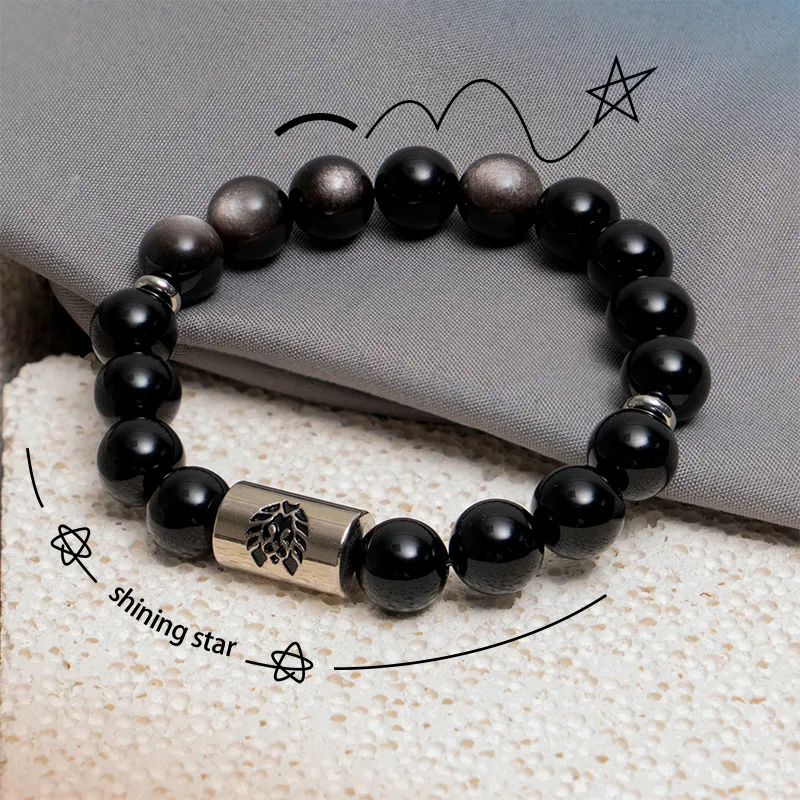 Rastaclat Agate Small Lion Chinese Style Beaded Bracelet Unisex-2