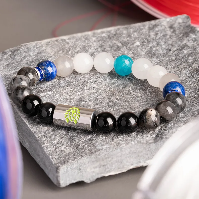 Rastaclat Chalcedony Small Lion Chinese Style Beaded Bracelet Unisex-3