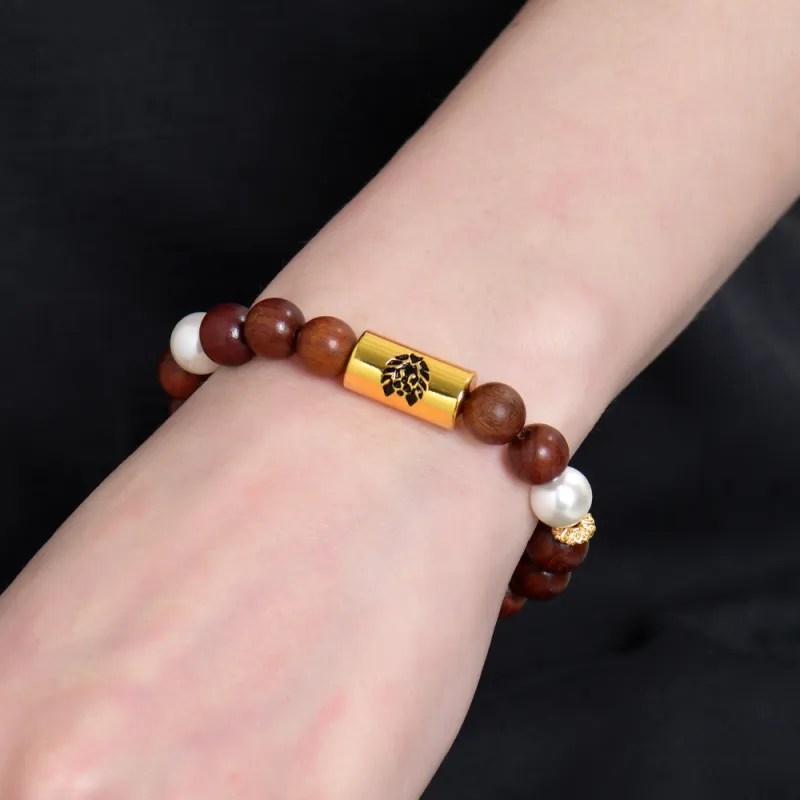 Rastaclat Shell Pearl Small Lion Chinese Style Beaded Bracelet Unisex Ebony-3
