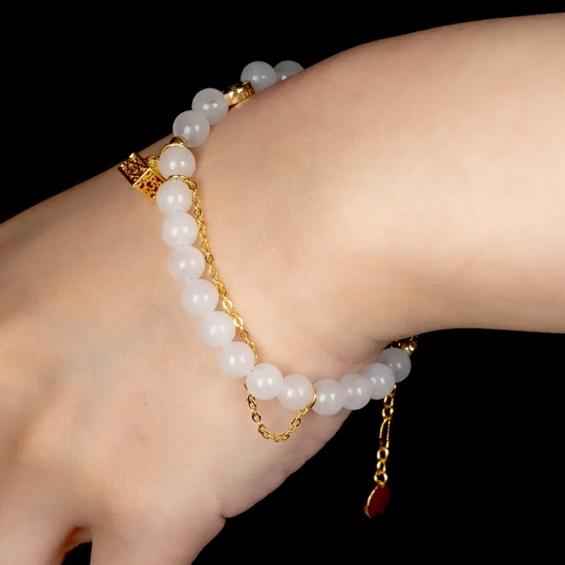 Rastaclat Chalcedony Small Lion Chinese Style Beaded Bracelet Unisex-15