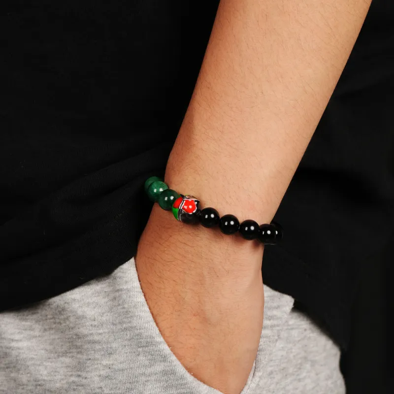 Rastaclat Agate Small Lion Chinese Style Beaded Bracelet Unisex-3