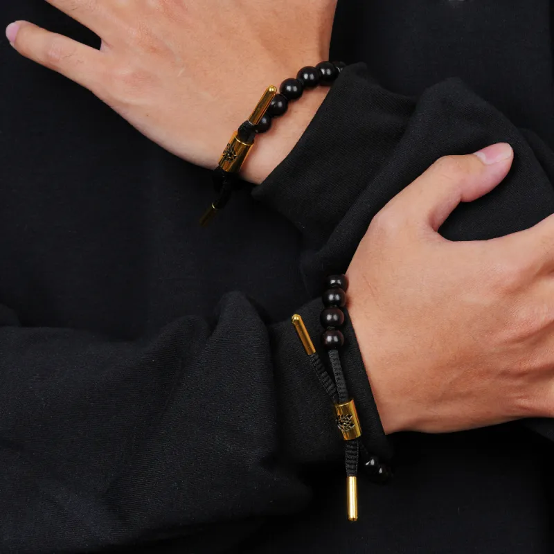Rastaclat Alloy Small Lion Chinese Style Wooden Bracelet Unisex Ebony-3