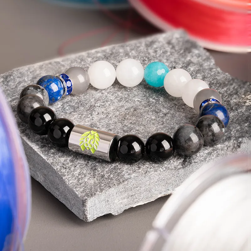 Rastaclat Chalcedony Small Lion Chinese Style Beaded Bracelet Unisex-1