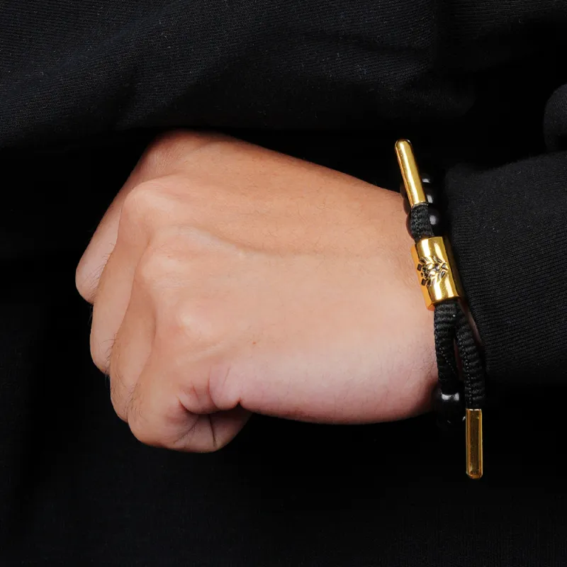 Rastaclat Alloy Small Lion Chinese Style Wooden Bracelet Unisex Ebony-4