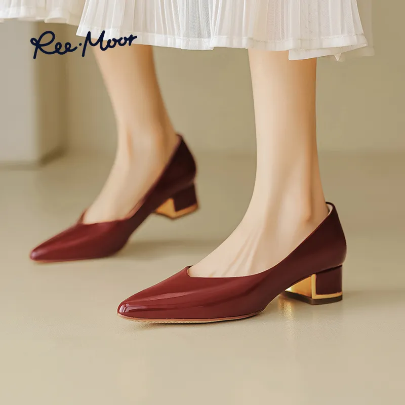 Reemoor High Heels Women's Dark Black/Bright Black/Apricot/Burgundy-2