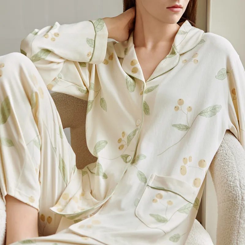 DAERLI Pajama Set Women's Beige Yellow-1