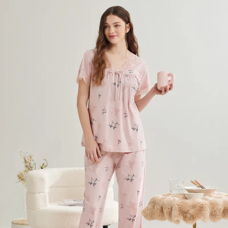 DAERLI Pajama Set Women's Russet Red-4