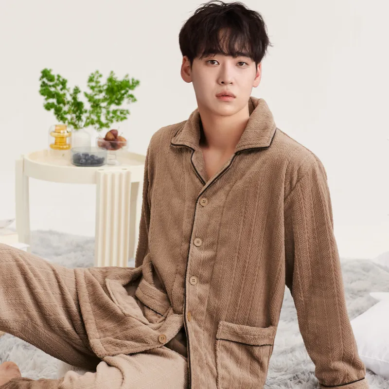 DAERLI Flannel Thickened Loungewear Set Men's-1