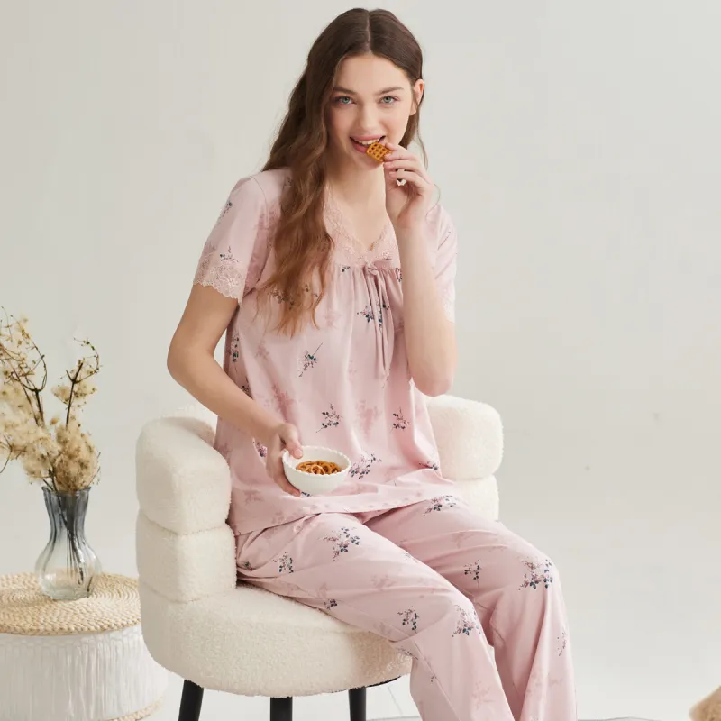 DAERLI Pajama Set Women's Russet Red-1